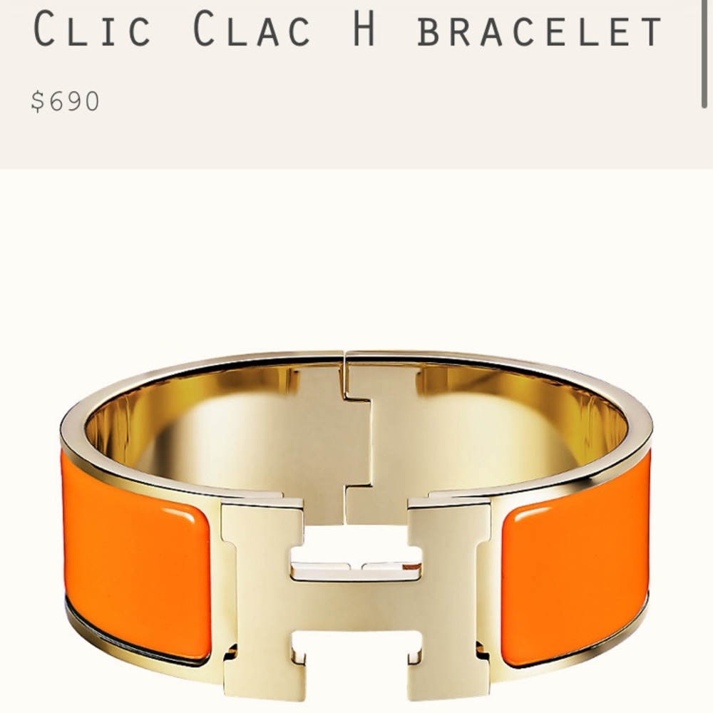Hermes Clic Clac H Bracelet in Orange and Silver